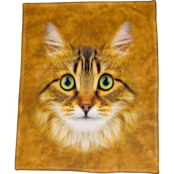 Longhaired Tabby Cat Face 50" x 60" Polar Fleece Throw Blanket / Tapestry Wall