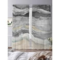 thumbnail image 4 of Abstract Grey Sheer Curtains 84 Inch Long 2 Panels, Gradient Beach Ocean Wave Oil Painting Light Filtering Rod Pocket Curtains, Sheer Voile Drapes for Living Room Bedroom, 52"x84", 4 of 8