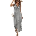 thumbnail image 2 of Eiffel Tower Paris Womens Night Club Maxi Dress V Neck Sleeveless Bohemia Long Dresses, 2 of 9