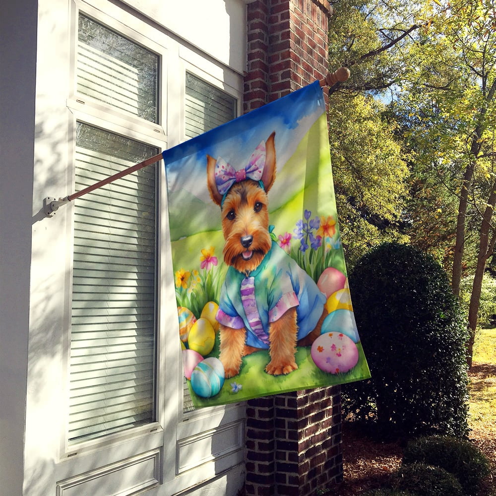 Welsh Terrier Easter Egg Hunt House Flag