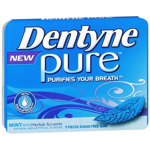 Dentyne Pure Gum Sugar Free Mint With Herbal Accents, 9 Ea, 10 Pack ...