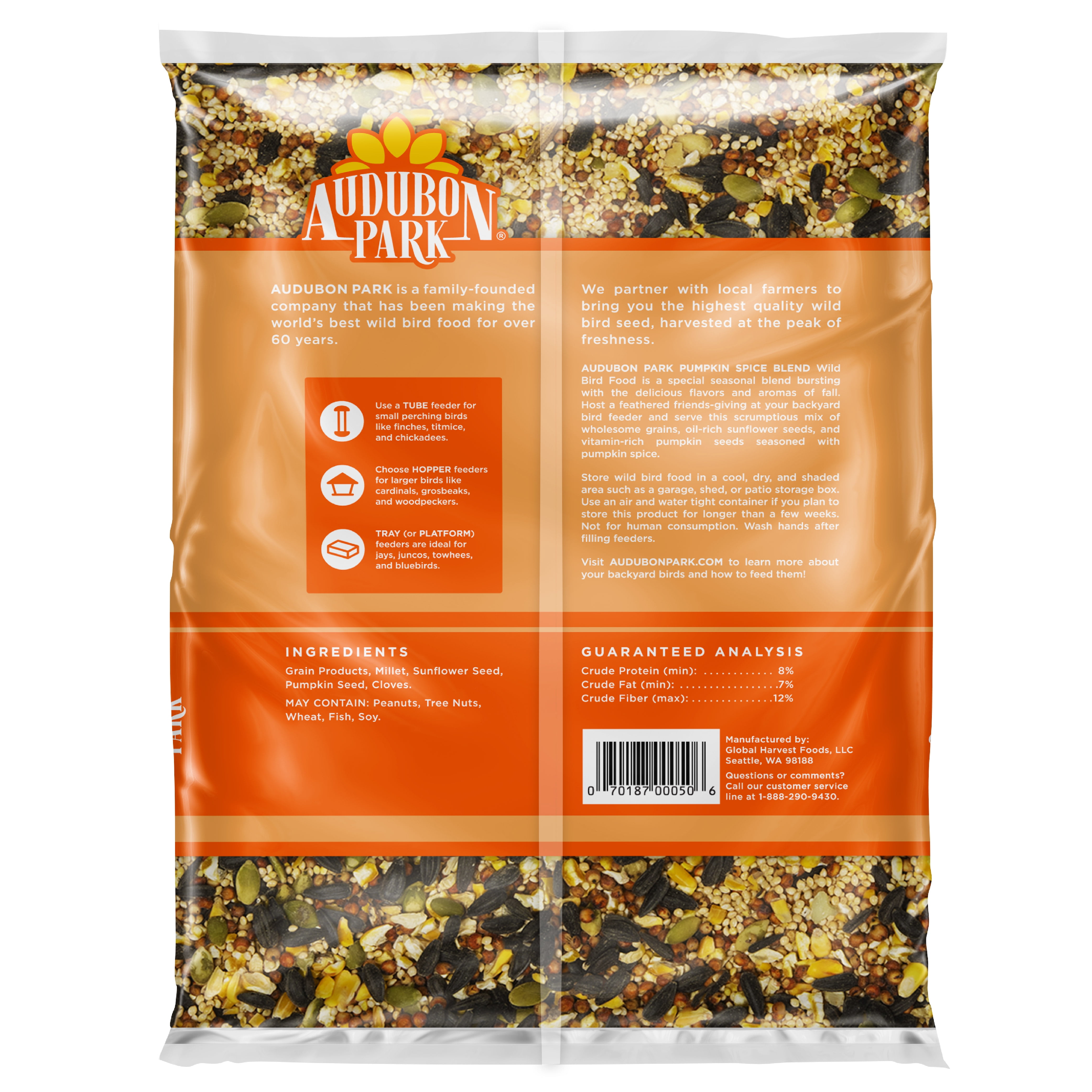(3 pack) Audubon Park Pumpkin Spice Wild Bird Seed, Dry, 1 Count, 2 lb Bag