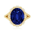 thumbnail image 4 of Rosec Jewels Vintage Inspired Lab Grown Blue Sapphire Ring with Diamond (10X12 mm), 14K Yellow Gold, US 10.50, 4 of 8