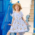 thumbnail image 6 of FORMRS Girls Short Sleeve Dress Summer Casual Round Neck A-line Beach Sundress, Sizes 2T-8T, Cartoon Otters Pattern, 6 of 8