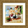 thumbnail image 1 of West, Ronald 20x20 Gold Ornate Wood Framed with Double Matting Museum Art Print Titled - Bath and Banjo, 1 of 4