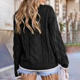 thumbnail image 7 of VISALY Pullover Crewneck Sweatshirt Ribbed Long Sleeve Tops Trendy Sweater Tops Fall Chunky Cable Knit Pullover Sweaters Thick Sweatshirts Business Casual Sweaters Casual Sweatshirt Black L, 7 of 7