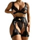 thumbnail image 1 of Gibobby Sujetador De Encaje Para Mujer Conjunto de lencería for Mujer Conjunto de lencería con Liguero y corpiño de Encaje Floral(Negro, M), 1 of 5