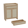 thumbnail image 1 of 41" Tall Shoe Cabinet with Rattan Doors & Drawer - Adjustable Shelf Storage Console for Entryway, Living Room, 1 of 3