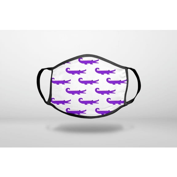 Purple White Alligators - 3-Ply Reusable Soft Cloth Face Covering, Unisex, Cotton Inner Layer