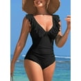 thumbnail image 4 of Sociala V Neck Monikini Swimsuit for Womens Ruffled One Piece Bath Suit, 4 of 5