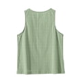 thumbnail image 5 of Stripe Tank Top for Women Crew Neck Sleeveless Loose Fit Button up Casual Tee Shirts Summer Fashion Tunic Tops Blouse Army Green, 5 of 7