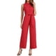 thumbnail image 1 of INSPIRAR CHIC Mono sin mangas con botón y lazo en la cintura para mujer, XS, rojo, 1 of 6