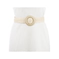 thumbnail image 4 of INSPIRE CHIC Women's Vintage Round Buckle Woven Belts Boho Waist Belt Beige Round Buckle, 4 of 5