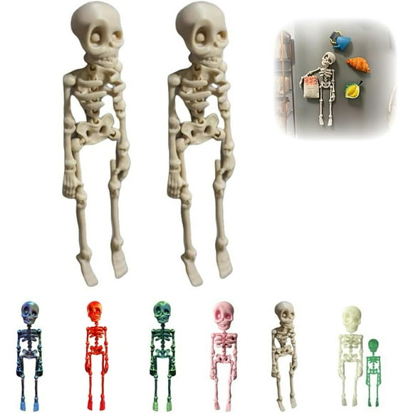 Holiday Mini Skeleton Halloween Red Skeleton Decoration, 12 Inch Plastic Hanging Skeleton Prop for Party, Haunted House, Indoor Outdoor Decor