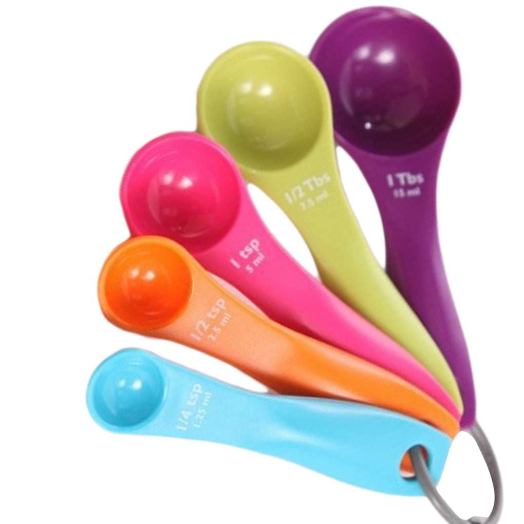 5Pcs Wicemoon Measuring Spoon Set Multicolor Silicone Kitchenware Cooking Tools with Plastic Handle and Hanging Loop