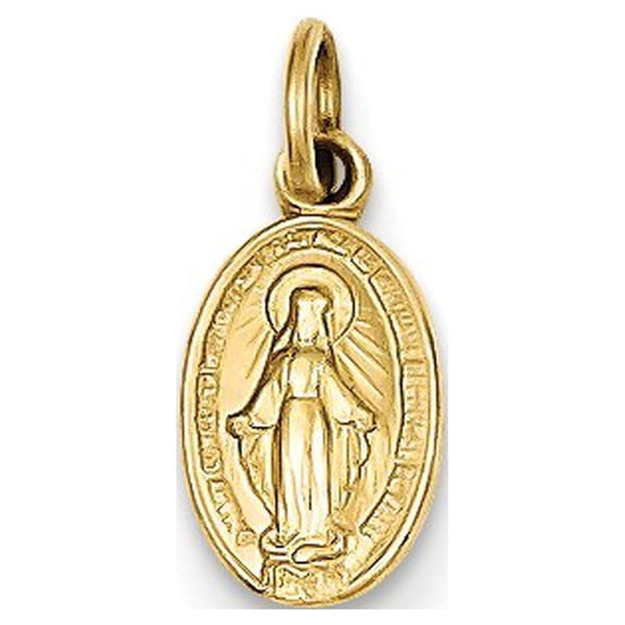 14k Yellow Gold Miraculous Medal Charm - Measures 9x6mm