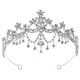 thumbnail image 1 of KAKOWELY Tiara de reina de cristal con corona de plata, diadema barroca para boda, corona de reina, tiara nupcial para fiesta de cumpleaños, boda, compromiso, 1 of 5