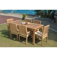 thumbnail image 3 of Grade-A Teak Dining Set: 6 Seater 7 Pc: 60" Rectangle Table And 6 Wave Stacking Arm Chairs Outdoor Patio WholesaleTeak #51WV1307, 3 of 6