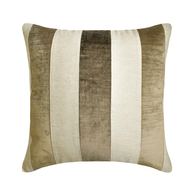 The HomeCentric Cushion Covers For Couch, Brown Pack of 2, 20x20 inch (50x50 cm) Throw Pillows, Velvet Patchwork Throw Pillows For Couch, Striped Pattern Modern Style Easter - Velvet Band Taupe