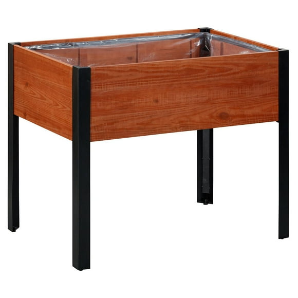 Grapevine Urban Garden Raised Planter, FSC Recycled Wood, Rectangular, 37IN x 24IN , Natural Brown