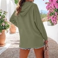 thumbnail image 3 of Textilo Full Zip Up Hoodie for Women Cotton Linen Long Sleeve Drawstring Hoodie with Pockets Solid Color Hooded Jacket Coat Lightweight Comfy Summer Beach Loose Fit Clothes,Camouflage Green 2XL, 3 of 3