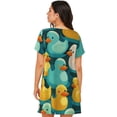 thumbnail image 2 of Women Nightgowns Nightshirts Short Sleeve Sleepshirts Sleepwear Sleepdress, Rubber Duck Colorful Cartoon, 2 of 7