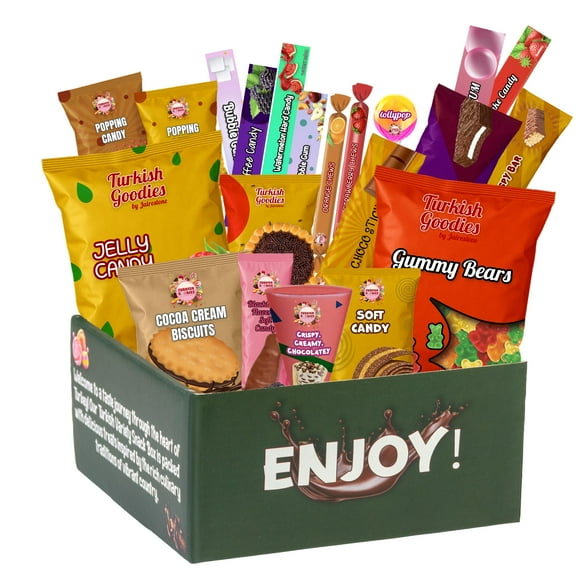 Foreign Candy Gift Box BDF32 - 20pcs Exotic Sweets & Snacks - Turkish Candy Box - International Treat Box Variety Pack - Foreign Country Snack Assortment
