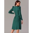 thumbnail image 4 of DARING DIVA Puff Long Sleeve Tie Waist Midi Sweater Dress M Green, 4 of 5
