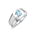 thumbnail image 4 of RYLOS Men's Rings 14K White Gold Ring Classic Solitaire 7X5MM Oval Shape Gemstone Designer Band Blue Topaz December Birthstone Rings For Men Size 13, 4 of 5