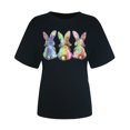 thumbnail image 4 of VBTAPA Happy Easter Shirts for Women Funny Egg Graphic Tees Short Sleeve Cute Rabbit Bunny T-shirt Lightweight Holiday Blouse Tops Lightning Sales of The Day Black S, 4 of 6