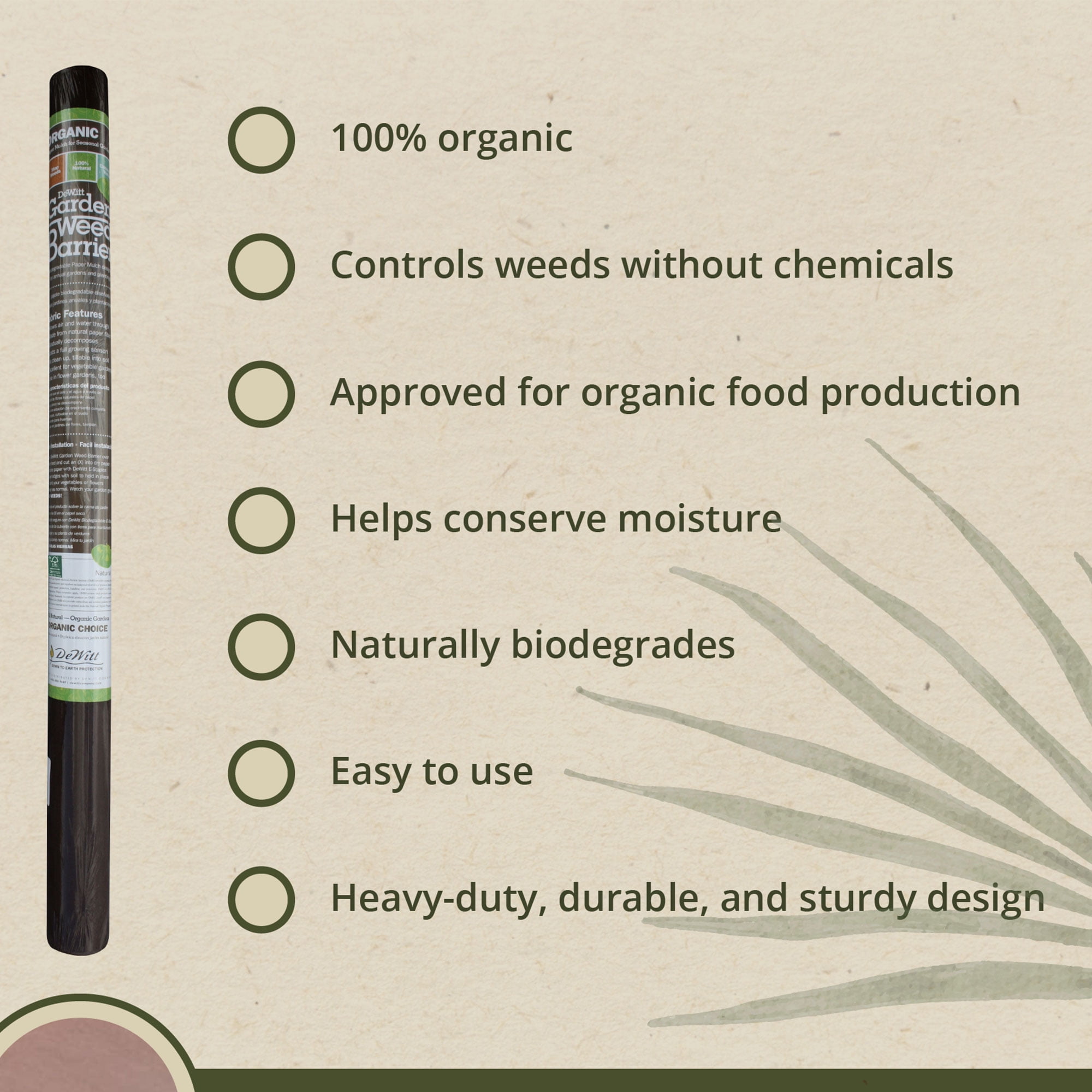 DeWitt 2-Pack Garden Weed Barrier Natural Paper Mulch, Organic Ground Cover, 3 x 300 Feet