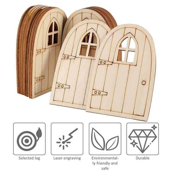 MOKKHNB Entryway Decor Wood Collectors Miniature Garden Doors 10Pcs 3.94X2.68In