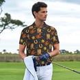 thumbnail image 3 of Yiaed Wild West Golden HorseshoePrint Men's Short Sleeve Polo Shirt,Golf Polo for Men Three-Button Golf Shirt Athletic Casual Collared T-Shirt- XX-Large, 3 of 7