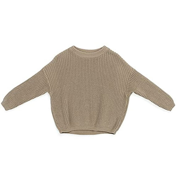 Styles I Love Unisex Baby Toddler Boys Girls Knitted Crewneck Long Sleeve Solid Pullover Sweater Autumn Winter Cozy Top (Khaki, 9 Months)