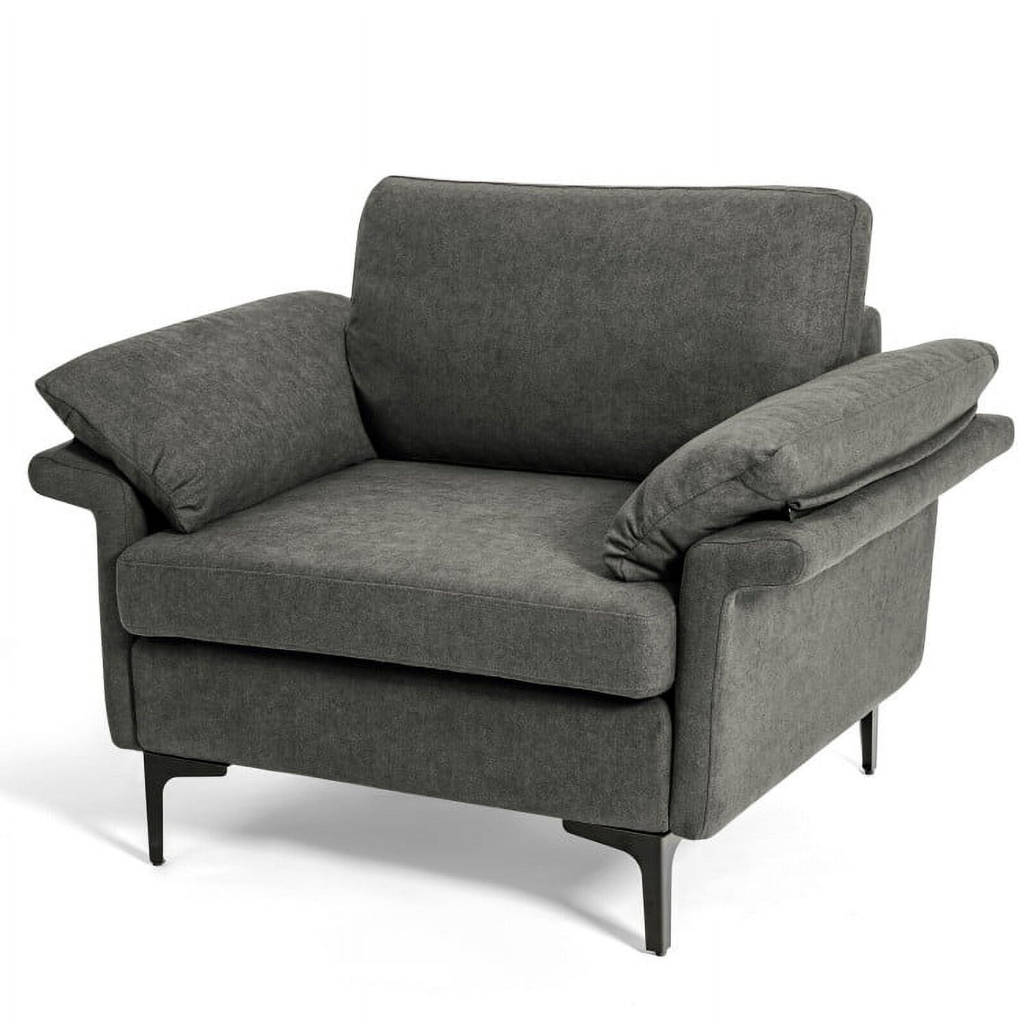 Demi Bonn Upholstered Accent Armchair, Modern Fabric Accent Armchair with Original Distributed Spring and Armrest Cushions, for Living Room, Bedroom, Gray