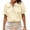 Beige, variant on Short Sleeved Peter Pan Collar Women Button Down Blouse Tops