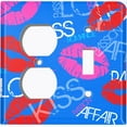 thumbnail image 4 of Metal Light Switch Plate Cover Lipstick Kisses Love Romance Blue LOV005, 4 of 13