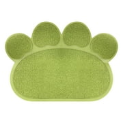 Non Slip Food and Litter Mat for Dogs and Cats- Floor Protecting Paw Shaped Mat for Cat and Dog Bowls- BPA and Phthalate Free By PETMAKER (Green)