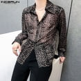 thumbnail image 4 of INCERUN Tops 2024 estilo coreano moda nueva perspectiva para hombres camisas con estampado de leopardo ropa de club informal blusa de manga larga para hombre S-5XL, 4 of 5
