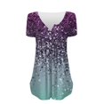 thumbnail image 3 of Gibobby Playeras Mujer Camisetas Cuello V Camiseta verano para mujer, camiseta informal con cuello en V, manga corta, con botones(Azul claro,M), 3 of 4