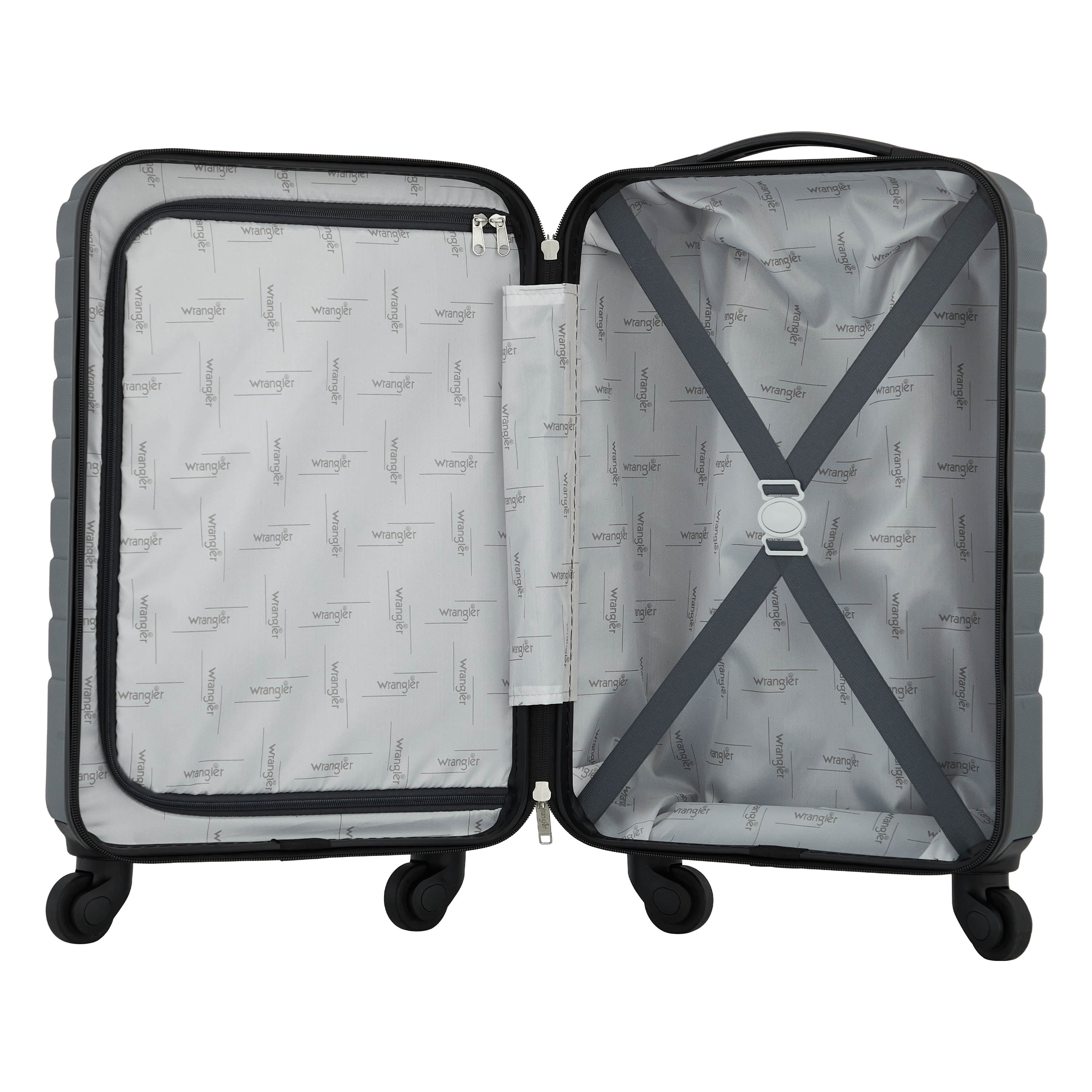 Wrangler 20-inch Carry-on Rolling Hard Side Spinner Luggage, Gray