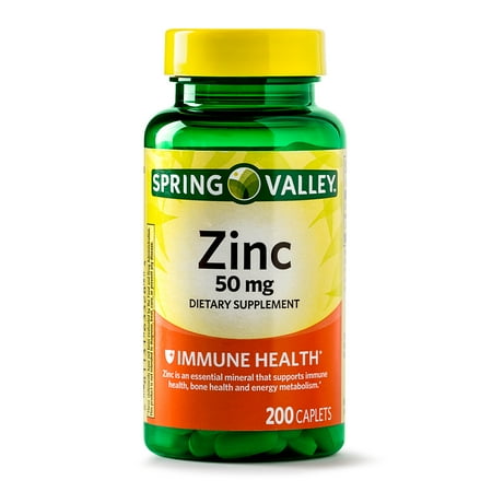 (2 Pack) Spring Valley Zinc Caplets, 50 mg, 200 (Best Zinc Supplement For Testosterone)