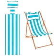thumbnail image 1 of Uxcell Chaise à Sangle de Plage de Remplacement en Toile pour Salon avec Coussin à Rayures Bleu Ciel, 1 of 7