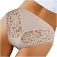 thumbnail image 4 of RYRJJ Womens Underwear Cotton Bikini Panties High Cut Sheer Lace Panty Stretch Soft Underpants Ladies Briefs(Beige,L), 4 of 5