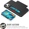thumbnail image 2 of for iPhone 14 Case 6.1 Inch iPhone 14 Wallet Case Card Holder Hidden Pocket Sliding Door Heavy Duty Dual Layer Hard PC Soft Rubber Bumper Protective Phone Case for iPhone 14 Black, 2 of 14