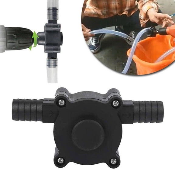 Self-Priming Electric Drill Pump for Water, Oil, and Fluids, Black