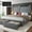 Gray, variant on EnHomee Queen Bed Frame with 51"Tall Headboard Upholstered Queen Size Bed Frame with LED Lights & Charge Station, Beige No Box Spring Needed, Noise Free