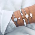 thumbnail image 1 of Boho Geometric Bracelet And Bangle Set For Women With Star Map Heart Charm Beads Chain Fashion Jewelry, 1 of 7