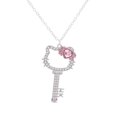 thumbnail image 5 of Collar con forma de corazón de niña con un lindo gato KT, colgante de llave con diamantes de imitación de Hello Kitty súper lindo japonés, collar de aleación con un gato japonés, 5 of 5