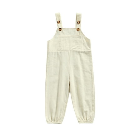 

Canrulo Kids Baby Girls Boys Lovely Suspender Overalls Solid Color Button Shoulder Straps Bib Pants Outfits Apricot 4-5 Years